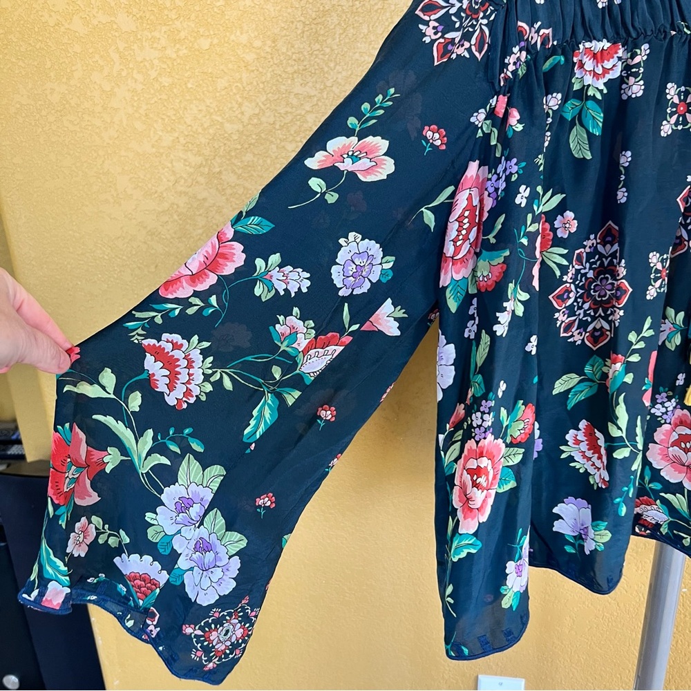 Johnny Was Harley Boho Peasant Floral Top w/ Colorful Tassels - Picture 9 of 15